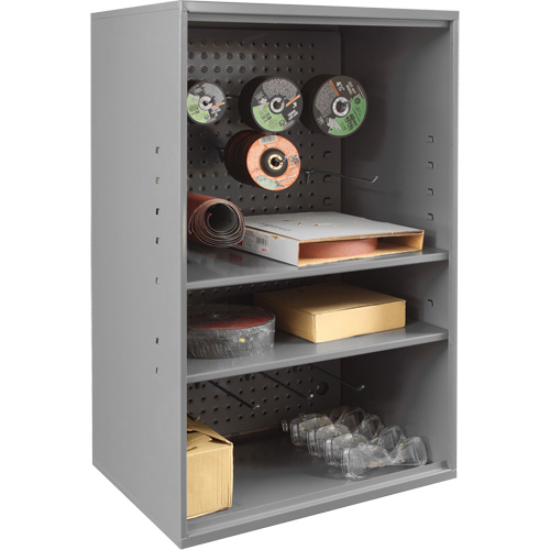 Abrasive Storage Cabinet with Pegboard, Steel, 19-7/8" x 14-1/4" x 32-3/4", Grey Cintas