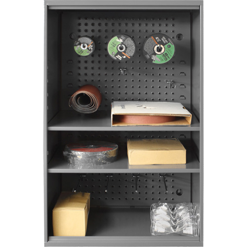Abrasive Storage Cabinet with Pegboard, Steel, 19-7/8" x 14-1/4" x 32-3/4", Grey Cintas