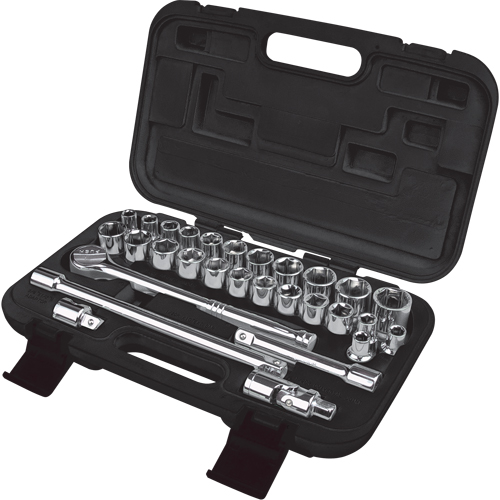 SAE/Metric Socket Set, 29 Pcs, 1/2" Drive Size Cintas