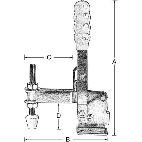 Vertical Hold-Down Clamps, 200 lbs. Clamping Force, Vertical Cintas