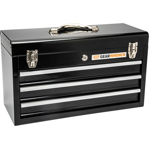 Portable Tool Box, 20" W, 3 Drawers, Black Cintas