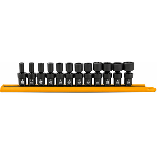Jeu de 12 douilles m&eacute;triques flexibles universelles &agrave; chocs 1/4" &agrave; 6 pans Cintas
