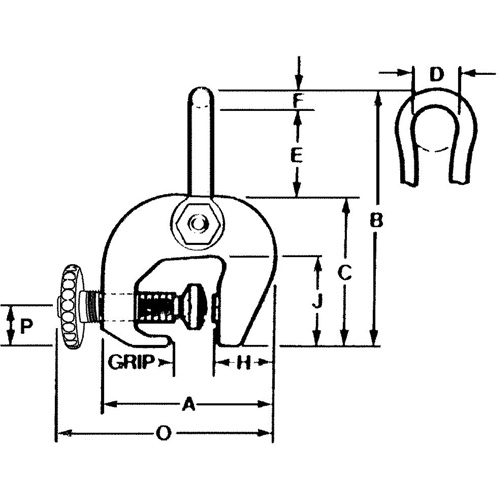 SAC Plate Clamp, 12000 lbs. (6 tons), 0" - 3" Jaw Opening Cintas