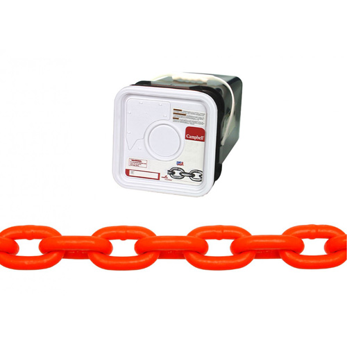Chaîne haute r&eacute;sistance, Acier au carbone, 5/16" x 60' (18,3 m) l, Calibre 43, Charge d'utilisation 3900 lb (1,95 tonne) Cintas
