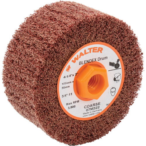 Tambour de conditionnement de surface Blendex ALLSTEEL, 4-1/4" dia. x 2" la, 5/8"-11 Arbre, Grain Cors&eacute; Cintas