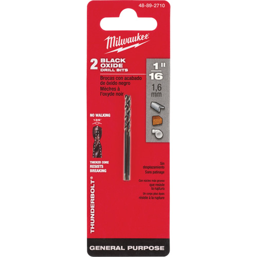 Foret s&eacute;rie courte Thunderbolt, Acier rapide, 1/16", 1-7/8" lo, 7/8" Cannelure, 135° Angle Cintas