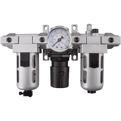 Filtre, r&eacute;gulateur et lubrificateur d'air modulaire (manom&egrave;tre compris), 1/4" NPT Cintas