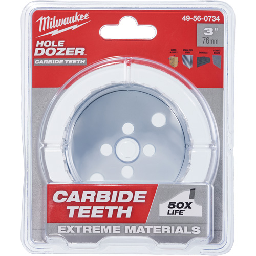 Hole Dozer Saw with Carbide Teeth, 3", 1-63/100" Depth of Cut, Carbide Cintas