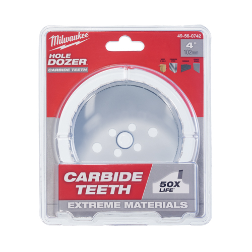 Carbide Hole Saw, 4", 1-31/50" Depth of Cut, Carbide Cintas