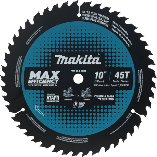 Mitre Saw Blade, 10", 45 Teeth, Wood Use Cintas
