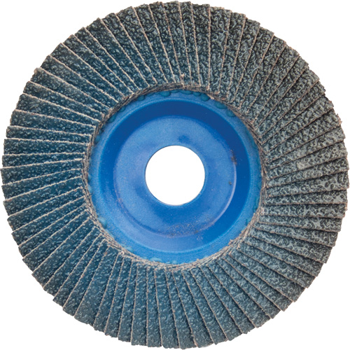 Disque &agrave; lamelles &agrave; grain grossier BlueFire, 5" x 7/8", Type 27, Grain 60, Alumine de zirconium Cintas
