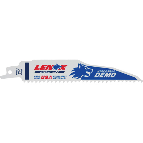 Lame de scie alternative pour d&eacute;molitions, Bim&eacute;tal, 6 Dents par pouce, 6" lo x 1" la Cintas