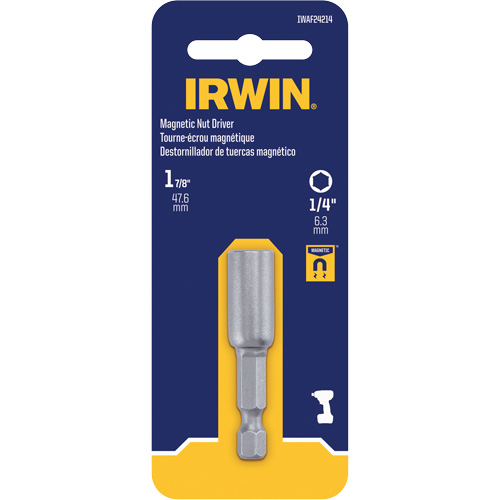 Nutsetter, 1/4" Tip, 1/4" Drive, 1-7/8" L, Magnetic Cintas