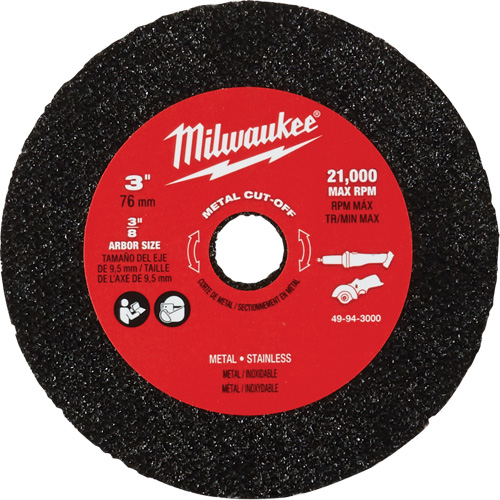 Metal Cut Off Wheel, 3" x 0.04", 3/8" Arbor Cintas