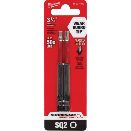 Embout de tournevis Shockwave Impact Duty, Carr&eacute;e, Embout #2, Prise 1/4", Longueur 3-1/2" Cintas
