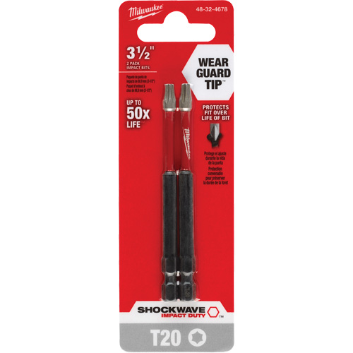 Embout de tournevis Shockwave Impact Duty, Torx, Embout T-20, Prise 1/4", Longueur 3-1/2" Cintas