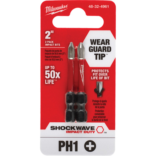 Embout de tournevis Shockwave Impact Duty, Phillips, #1, Prise 1/4" Cintas