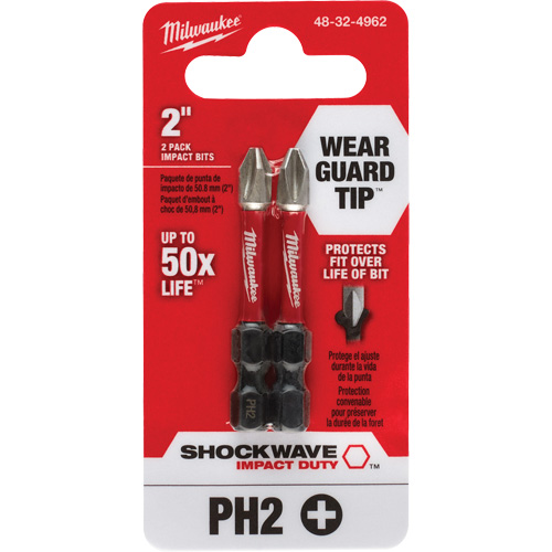 Embout de tournevis Shockwave Impact Duty, Phillips, #2, Prise 1/4" Cintas