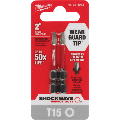 Embout de tournevis Shockwave Impact Duty, Torx, T-15, Prise 1/4" Cintas