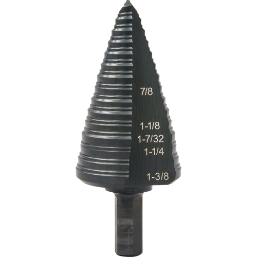 #12 Multi-Hole Step Drill Bit, 7/8" - 1-3/8" , 1/16" Increments, High Speed Steel Cintas