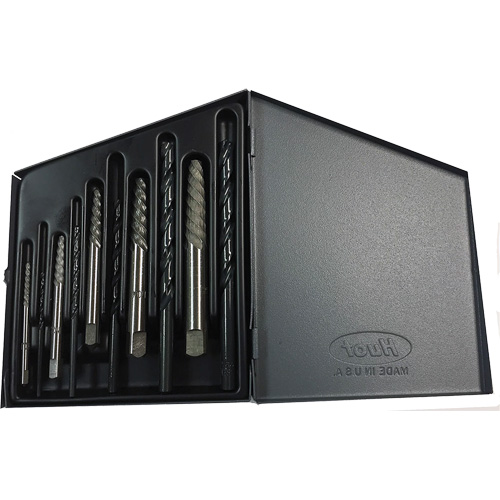 DRILLCO Screw Extractor Set with Drills, Carbide, 10 Pieces Cintas
