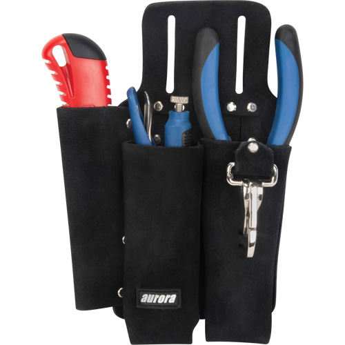 Lineman's Tool Pouch, Multiple Tool Holder, Leather, 3 Pockets Cintas