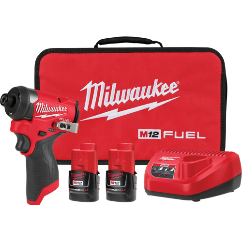 M12 Fuel Hex Impact Driver Kit, 1/4", 1500 in-lbs Max. Torque, 12 V, Lithium-Ion Cintas