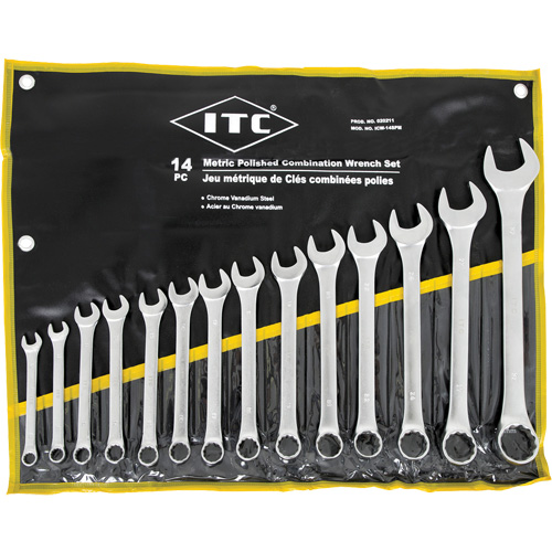 ICW-14PM Polished Wrench Set, Combination, 14 Pieces, Metric Cintas