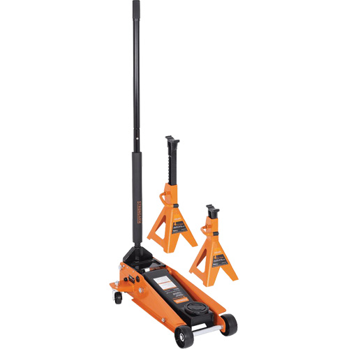 Service Jack with 4-Ton Vehicle Stands, 3.5 Ton(s) Capacity, 5-1/8" Lowered, 21" Raised, Manual Hydraulic Cintas
