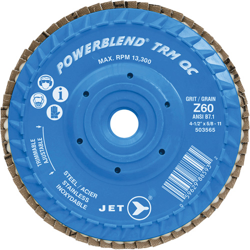 PowerBlend TRM QC Trimmable Flap Disc, 5" x 5/8"-11, Type 27, Z60 Grit, Zirconia Alumina Cintas