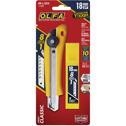 Couteau utilitaire robuste avec lames de rechange, 18 mm, Lame Acier inoxydable Cintas