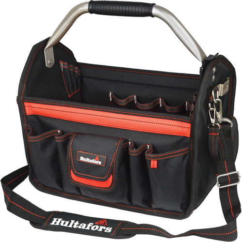 Porte-outils de 14" &agrave; dessus ouvert, Polyester balistique, Noir/Rouge Cintas