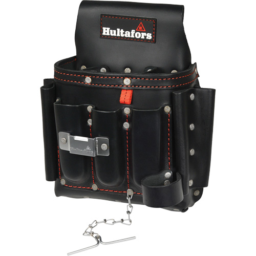 Electrician's Tool Pouch, Leather, 8 Pockets, Black Cintas