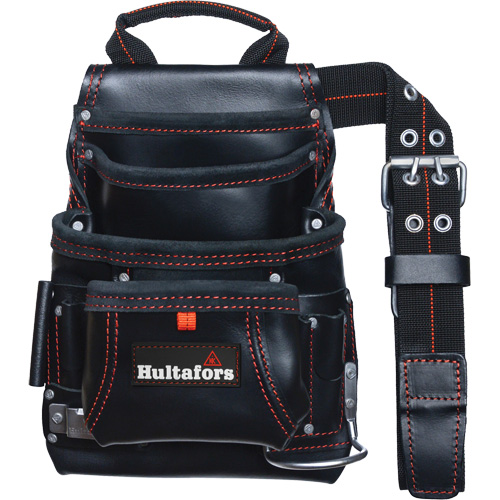 Carpenter's Nail & Tool Bag, Leather, 11 Pockets, Black Cintas
