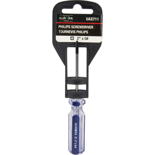 Blue Transparent Striped Philips Screwdriver, #0, Plastic Handle Cintas