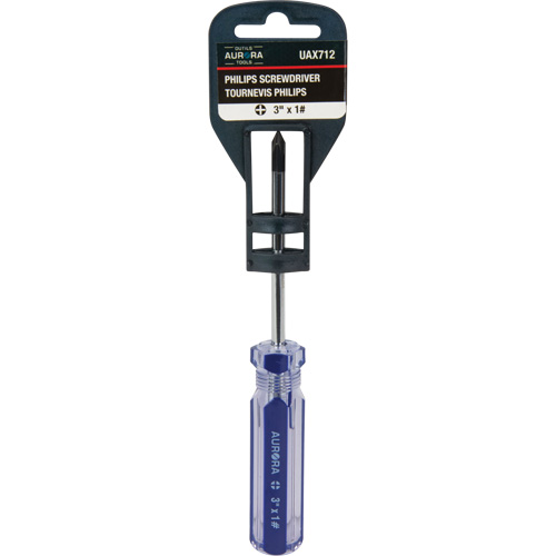 Blue Transparent Striped Philips Screwdriver, #1, Plastic Handle Cintas