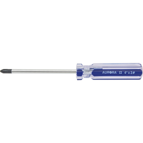 Tournevis Philips bleu transparent avec bandes, #2, Prise Plastique Cintas