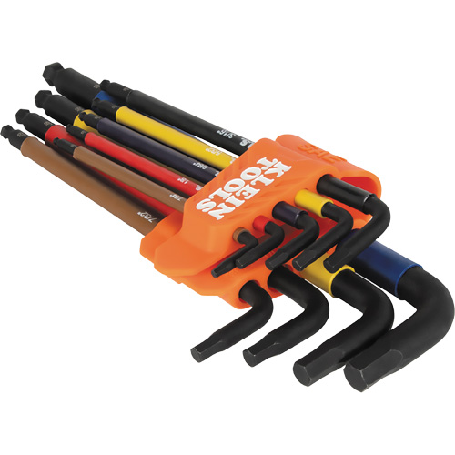 Jeu de cl&eacute; hex de style L extra longues et chromocod&eacute;es avec support, 9 mcx, Imp&eacute;rial Cintas
