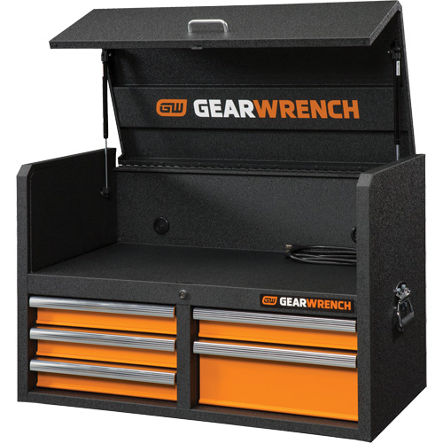 GSX Series Tool Chest, 36" W, 5 Drawers, Black/Orange Cintas