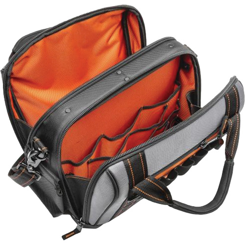 Sac ouvert de 14" pour outils d'ouvrier, Polyester, 32 pochettes, Noir/Gris Cintas