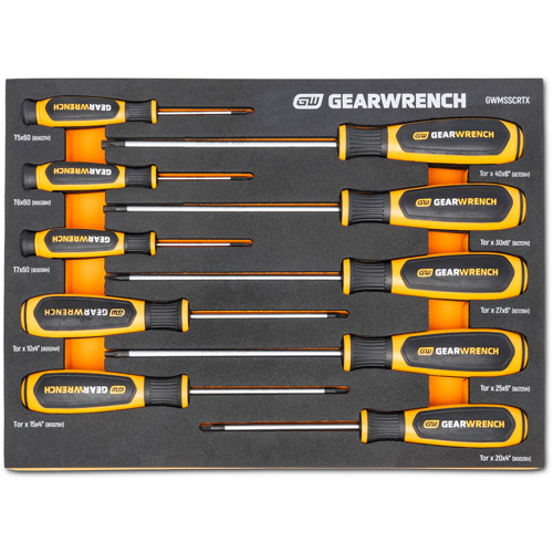 Torx&reg; Dual Material Screwdriver Set in Foam Storage Tray, 10 Pcs. Cintas