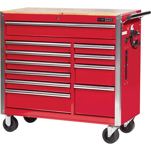 PRC4211 Pro Series Roller Cabinet, 11 Drawers, 42" W x 18" D x Red Cintas