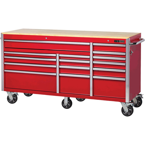 PRC7215 Armoire roulante de s&eacute;rie Pro, 15 tiroirs, 72" la x 24" p x Rouge Cintas