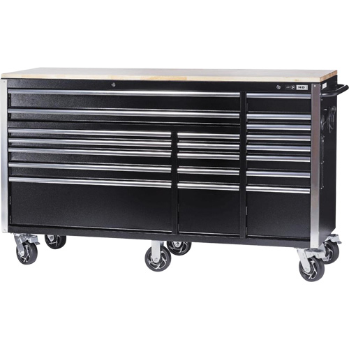 HDRC7220 HD Series Roller Cabinet, 20 Drawers, 72" W x 24" D x 42-3/10" H, Black Cintas