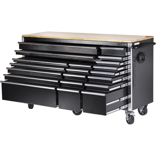 HDRC7220 HD Series Roller Cabinet, 20 Drawers, 72" W x 24" D x 42-3/10" H, Black Cintas