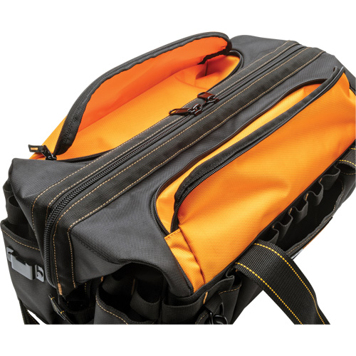 Sac &agrave; outils de 20" pour les professionnels, Nylon, 33 pochettes, Noir/Orange Cintas