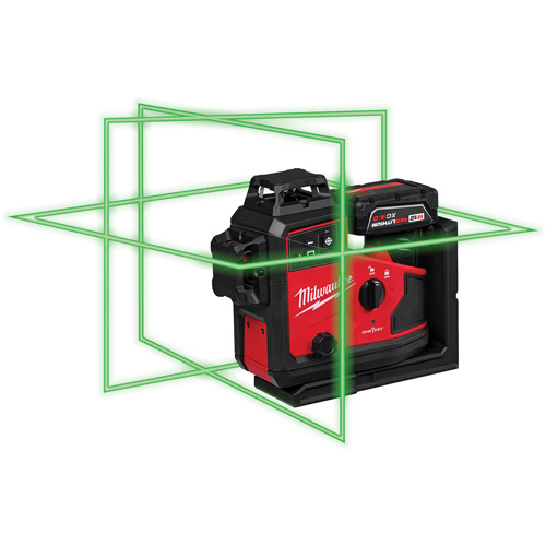 Laser vert &agrave; 3 plans sur 360° M12 avec r&eacute;cepteur et alignement automatique Cintas
