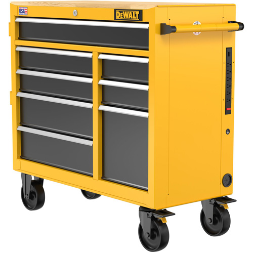 Postes de travail industriel mobile, 8 tiroirs, 40" la x Jaune Cintas
