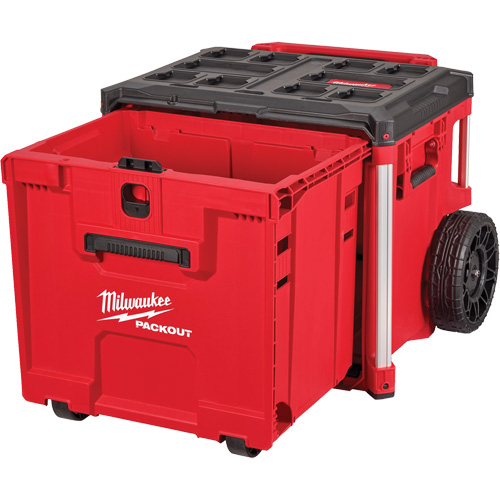 Coffre &agrave; outils roulant avec tiroir PACKOUT, 19" x 24" x 20", Noir/Rouge Cintas