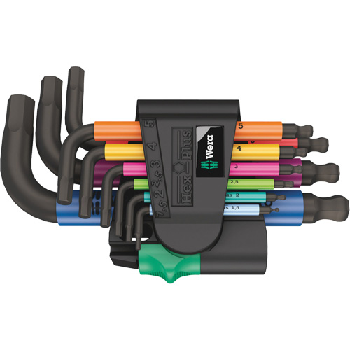 Jeu de cl&eacute;s coud&eacute;es multicolores 950/9 Hex-Plus , 9 mcx, M&eacute;trique Cintas